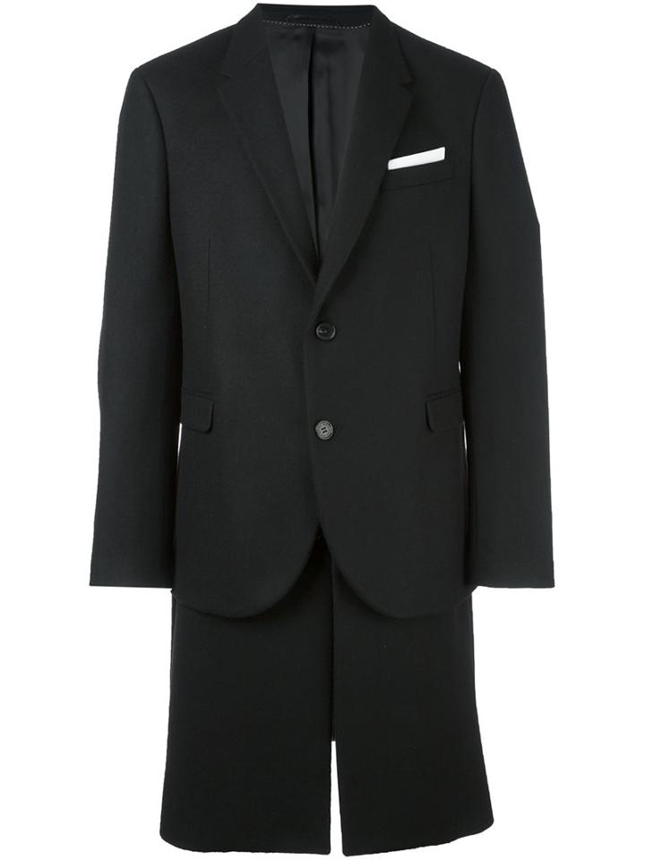 Neil Barrett Single Breasted Coat, Men's, Size: 52, Black, Polyamide/polyester/viscose/virgin Wool