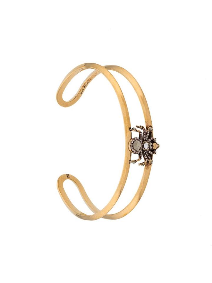 Alexander Mcqueen Bejewelled Spider Skull Cuff - Gold