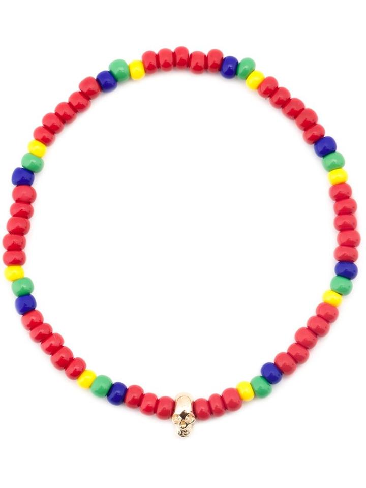 Luis Morais Mini Skull Beaded Bracelet, Adult Unisex, Red, Plastic/14kt Gold