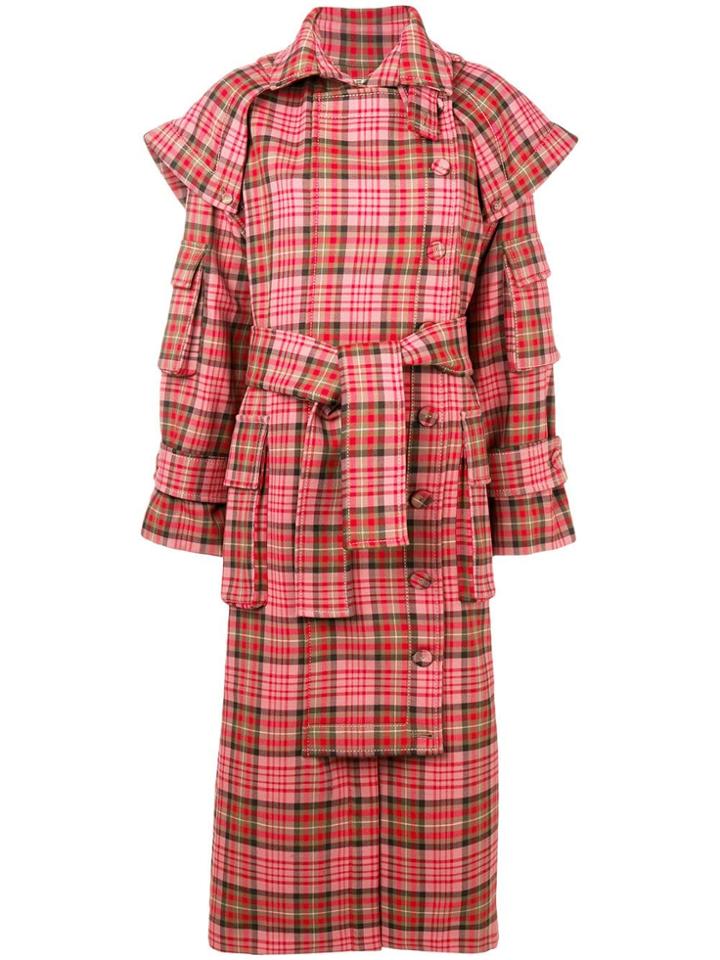 Zimmermann Checked Trench Coat - Pink & Purple