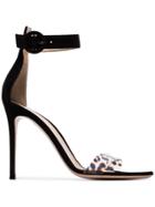 Gianvito Rossi Black And Leopard Print Portofino 105 Suede Sandals