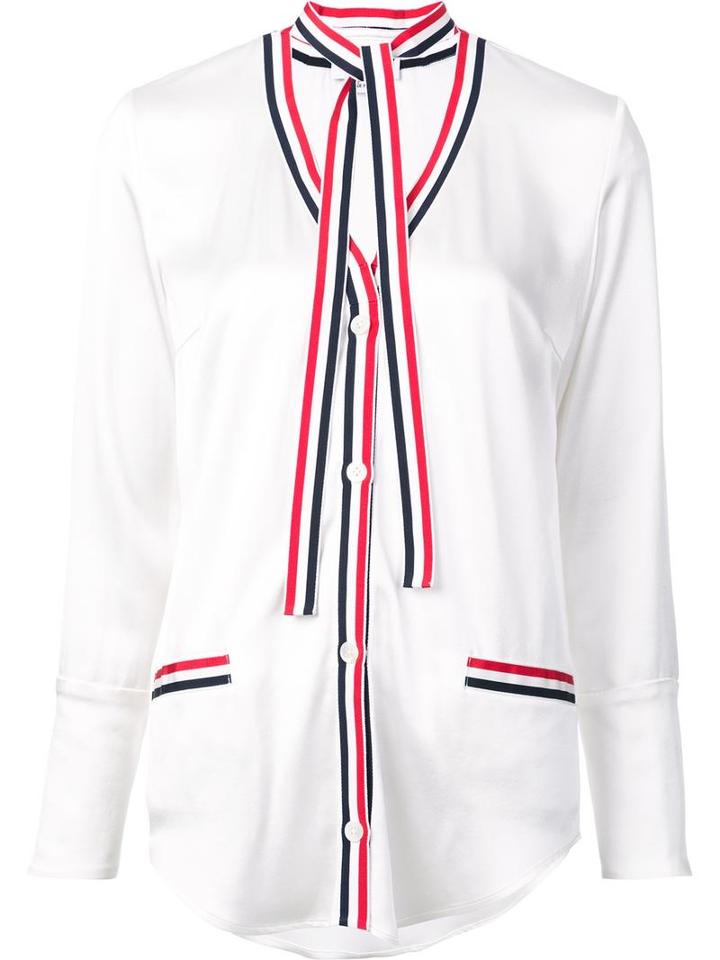 Thom Browne Contrast Trim Shirt, Women's, Size: 40, White, Silk