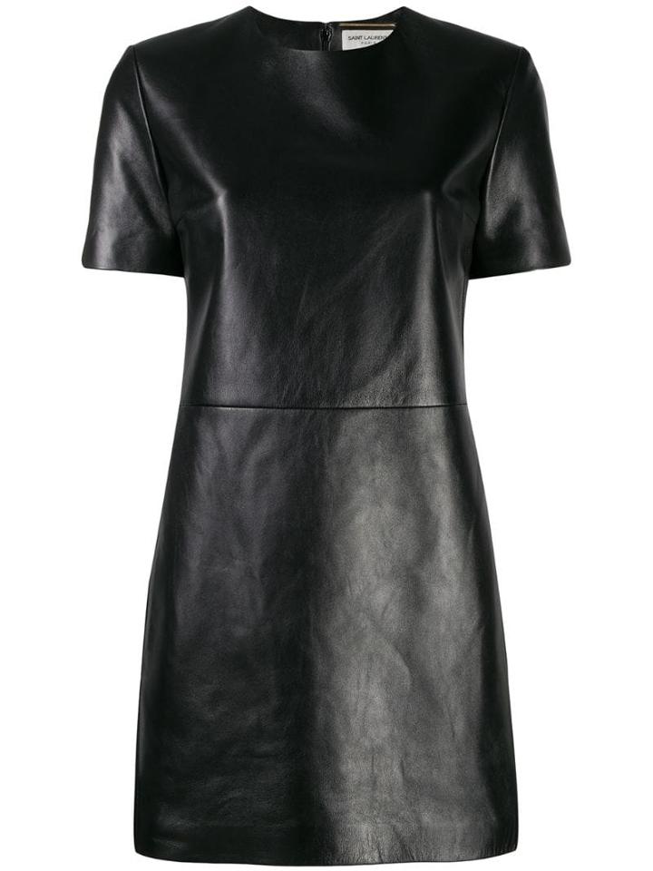 Saint Laurent Leather T-shirt Dress - Black