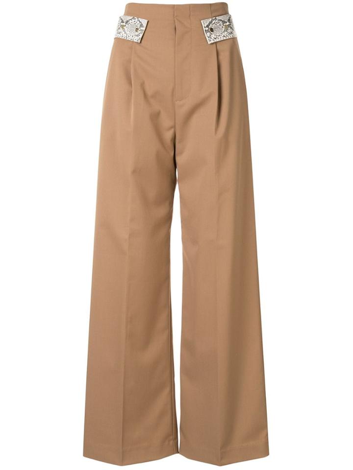 Comme Moi Snake Detail Trousers - Brown