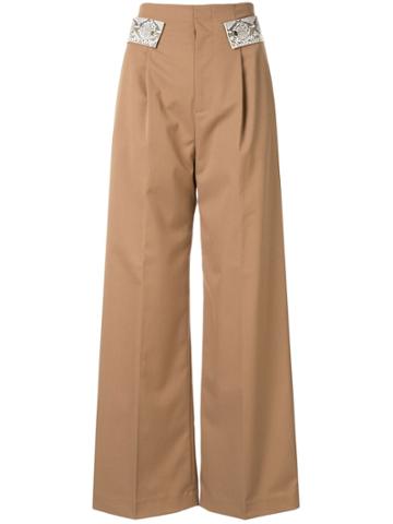 Comme Moi Snake Detail Trousers - Brown