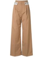 Comme Moi Snake Detail Trousers - Brown