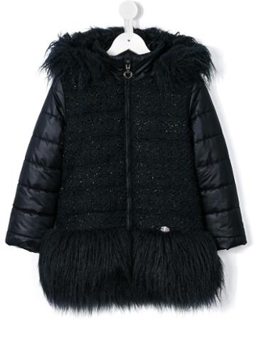 Ki 6 Kids Bouclé And Faux Fur Padded Coat, Girl's, Size: 10 Yrs, Blue