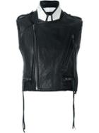 Haider Ackermann Cropped Biker Gilet, Women's, Size: 36, Black, Cotton/leather/rayon