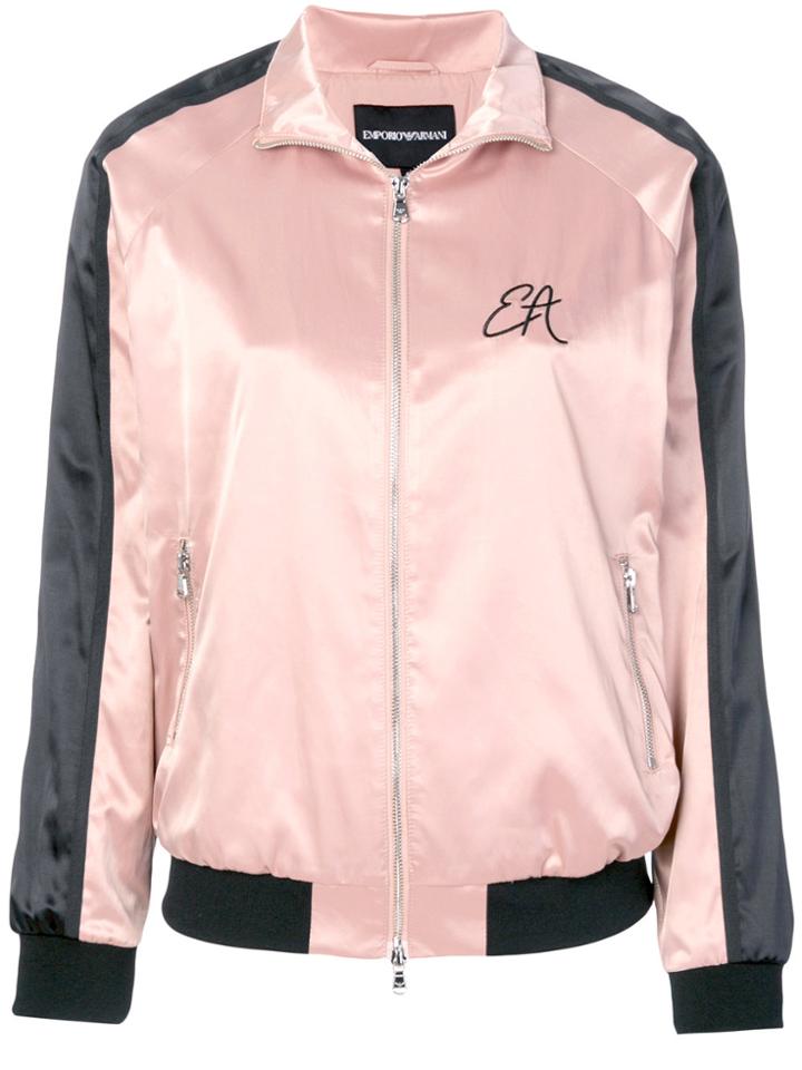 Emporio Armani Embroidered Bomber Jacket - Pink & Purple