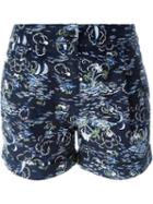 Ymc Hawaiian Print Shorts, Women's, Size: 8, Blue, Cotton/lyocell