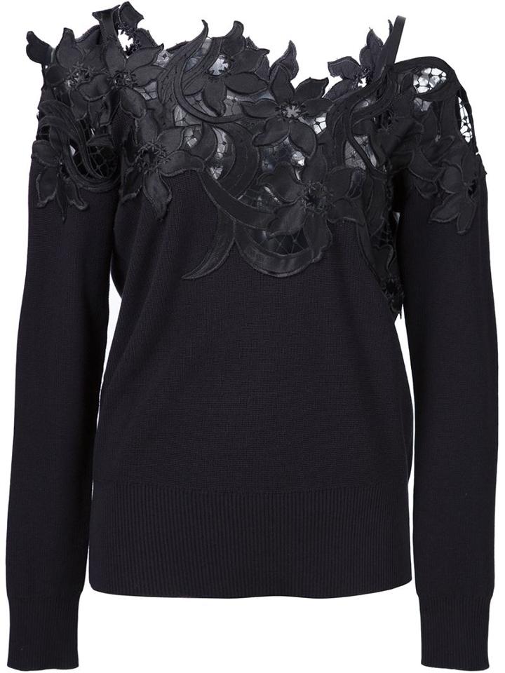 Sacai Off-shoulder Sweatshirt