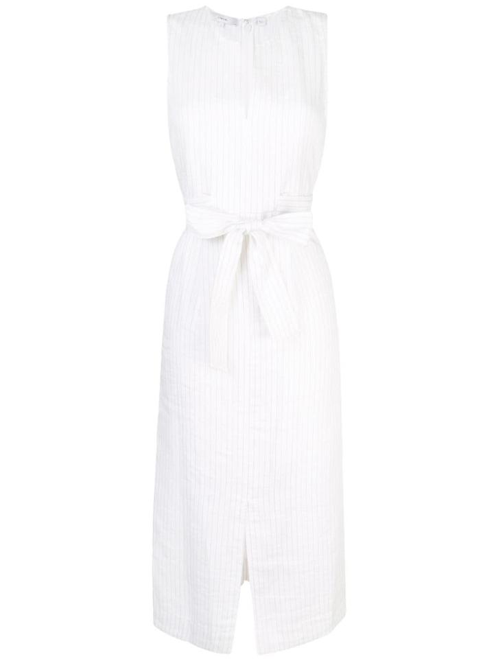 Vince Pinstriped Midi Summer Dress - White