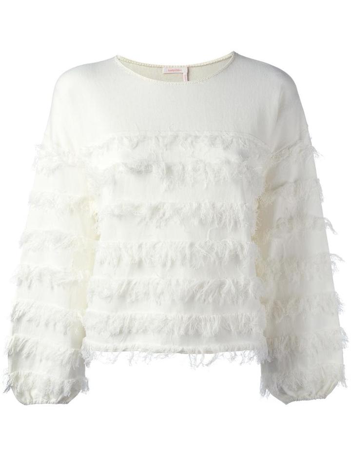 See By Chloé - Fringed Long Sleeved Top - Women - Cotton - S, White, Cotton
