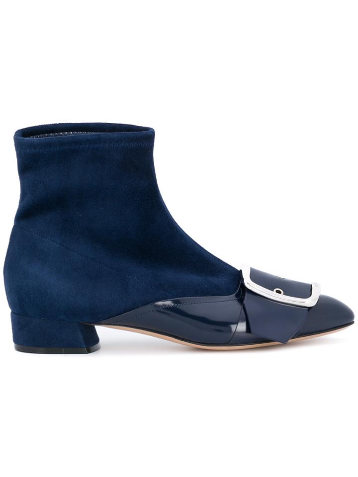 Casadei Panelled Buckle Detail Boots - Blue