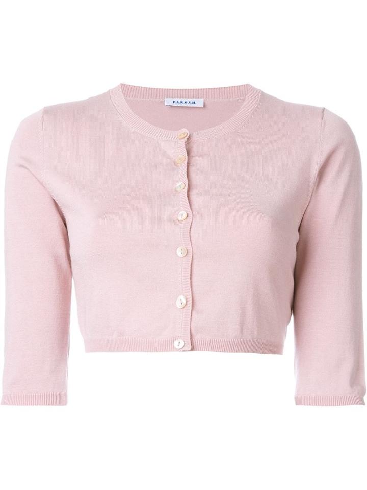P.a.r.o.s.h. Sybil Cropped Cardigan, Women's, Size: M, Pink/purple, Silk/spandex/elastane