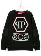 Philipp Plein Junior Teen Logo Studded Sweatshirt - Black