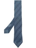 Lardini Stripe Embroidered Tie - Blue
