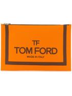 Tom Ford Logo Print Clutch - Orange