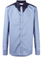 Kolor Contrast Collar Shirt, Men's, Size: 3, Blue, Cotton/polyester