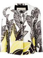 Herno Leaf Print Jacket, Women's, Size: 42, Cotton/spandex/elastane/polyester/acetate