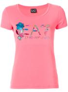 Ea7 Emporio Armani Floral Logo Print T-shirt - Pink & Purple