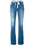 Twin-set Belted Bootcut Jeans, Women's, Size: 29, Blue, Cotton/polyester/spandex/elastane