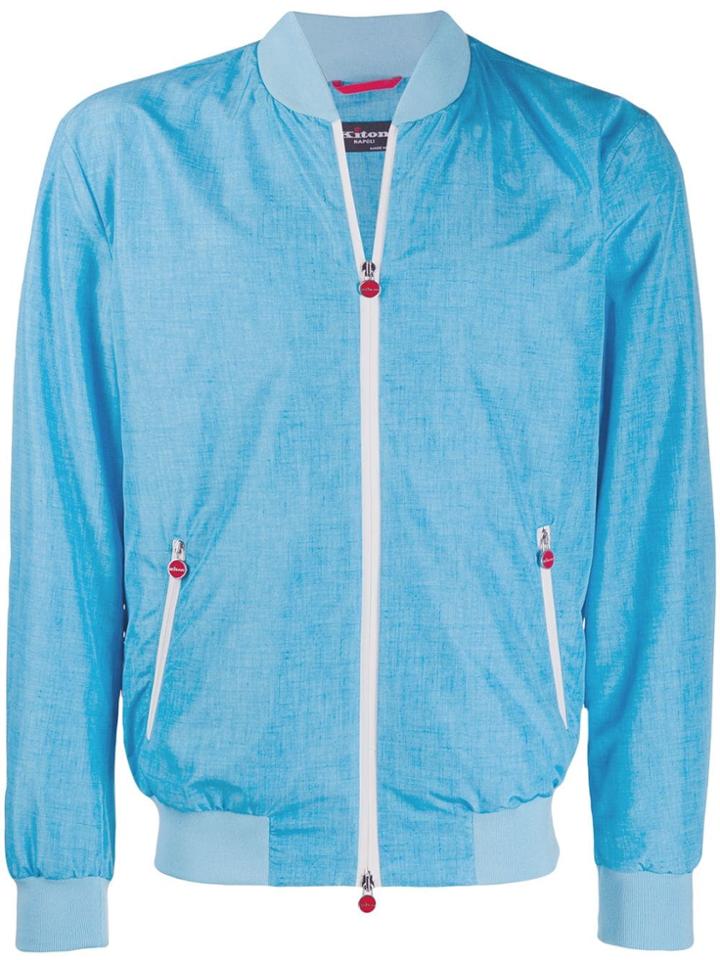 Kiton Contrast Trim Bomber Jacket - Blue