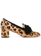 Aquazzura Leopard Wild Heeled Loafers - Brown