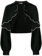 Vivetta Cropped Scallop Detail Jacket - Black