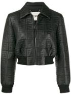Fendi Cropped Logo Embossed Jacket - Black