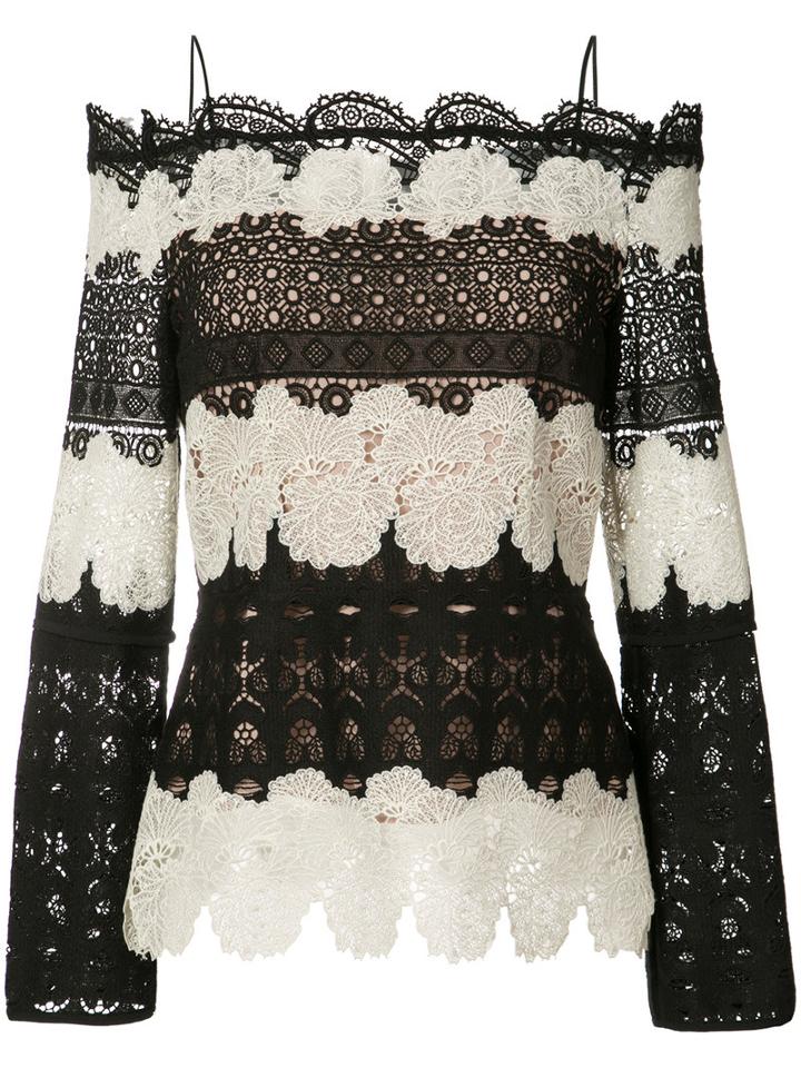 Yigal Azrouel - Off-shoulder Lace Blouse - Women - Polyester - 8, Black, Polyester