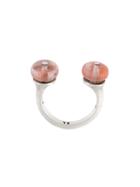Eckhaus Latta Double Nipple Ring, Women's, Pink/purple, Silver/glass
