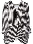 Etro Striped Wrap Front Blouse, Women's, Size: 40, Black, Silk