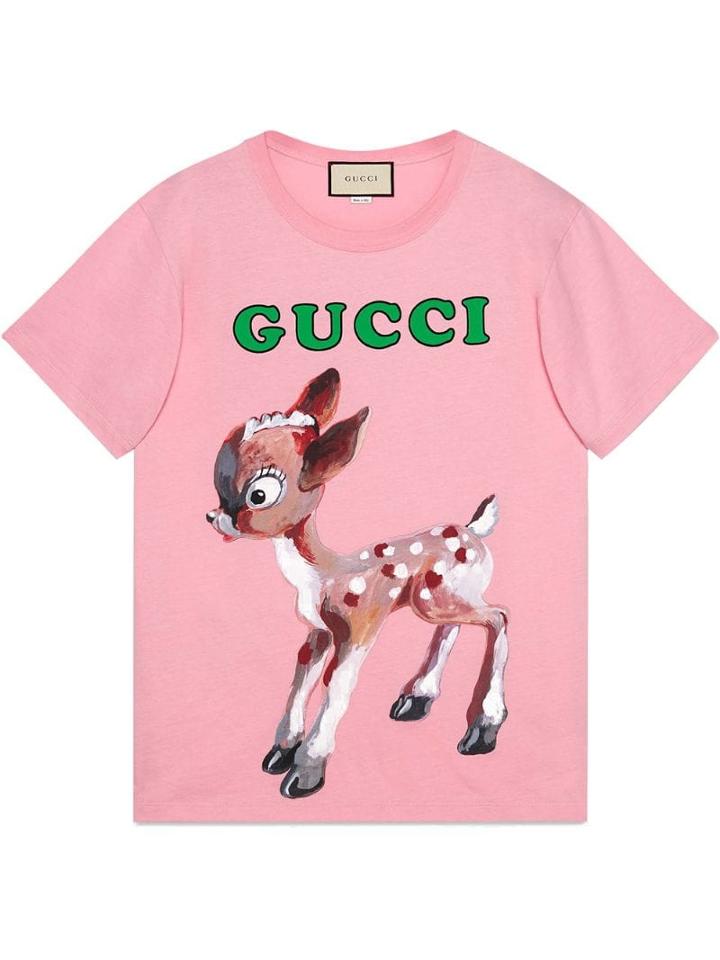 Gucci Cotton T-shirt With Fawn - Pink