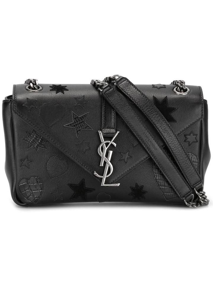 Saint Laurent Small Monogram Satchel Bag, Women's, Black, Calf Leather