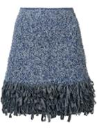 Spencer Vladimir - Fringed Mini Skirt - Women - Cotton/polyamide/other Fibers - S, Blue, Cotton/polyamide/other Fibers