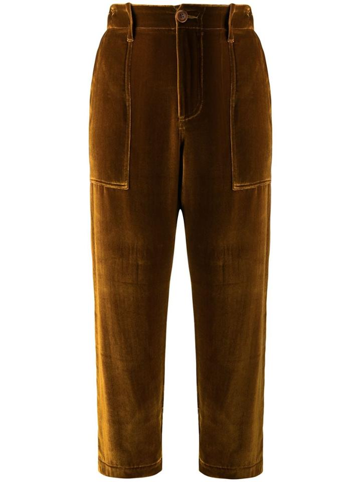 Jejia Velvet Cropped Trousers - Gold