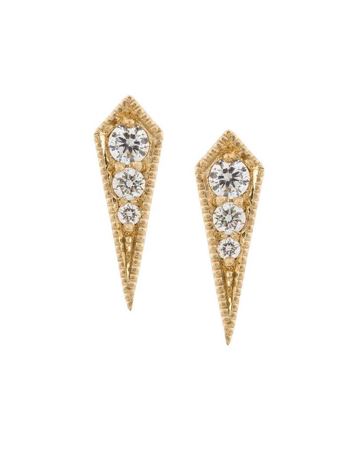 Lizzie Mandler Fine Jewelry 18kt Gold 'kite' Diamond Stud Earrings, Women's, Metallic