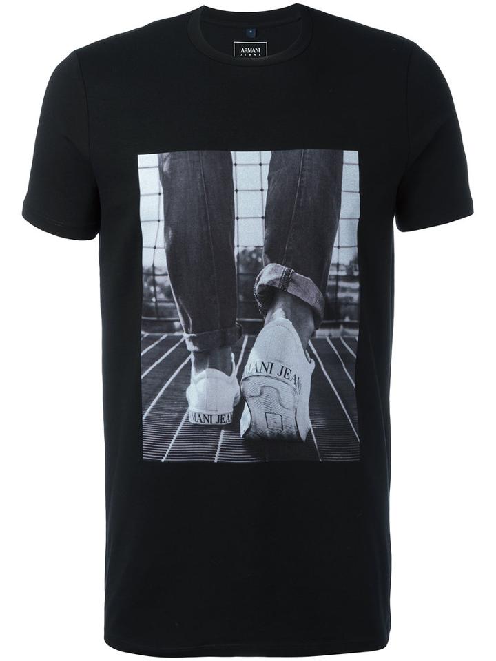 Armani Jeans - Photo Print T-shirt - Men - Cotton/spandex/elastane - Xl, Black, Cotton/spandex/elastane