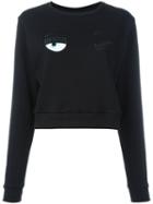 Chiara Ferragni Winking Eye Sweatshirt, Women's, Size: Small, Black, Cotton