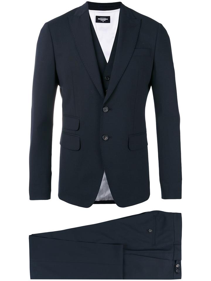 Dsquared2 - London Three-piece Suit - Men - Polyester/spandex/elastane/virgin Wool - 56, Blue, Polyester/spandex/elastane/virgin Wool