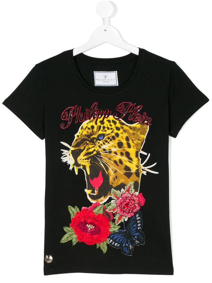 Philipp Plein Junior Tiger Print T-shirt - Black
