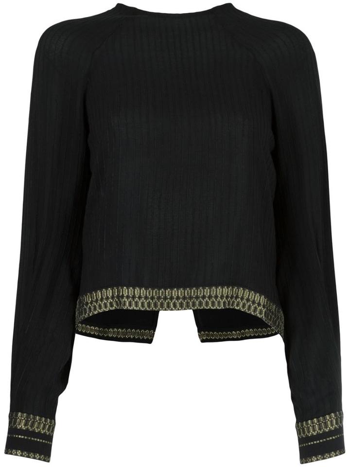 Zeus+dione Metallic Detailing Ribbed Blouse, Women's, Size: 36, Black, Silk