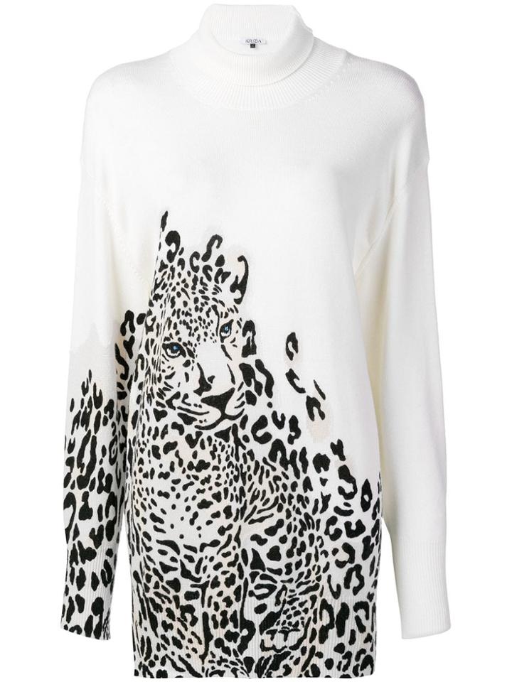 Krizia Leopard Turtleneck - White