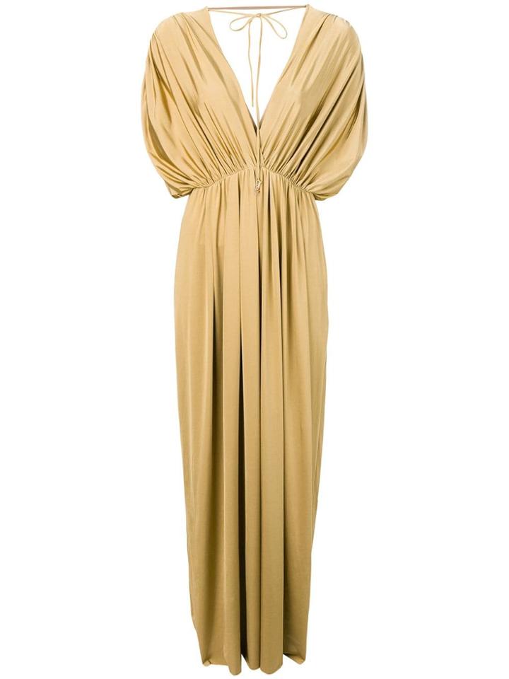 Fisico Gathered Tied Gown - Gold