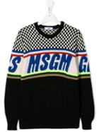 Msgm Kids Knitted Logo Sweater - Black