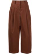 Pt01 Cropped Pleated Trousers - Brown