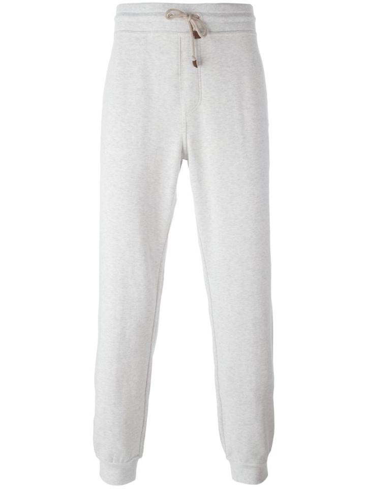 Brunello Cucinelli Tapered Track Pants, Men's, Size: Xl, Grey, Cotton/polyamide