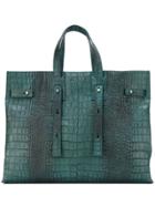 Orciani Crocodile-effect Tote - Green