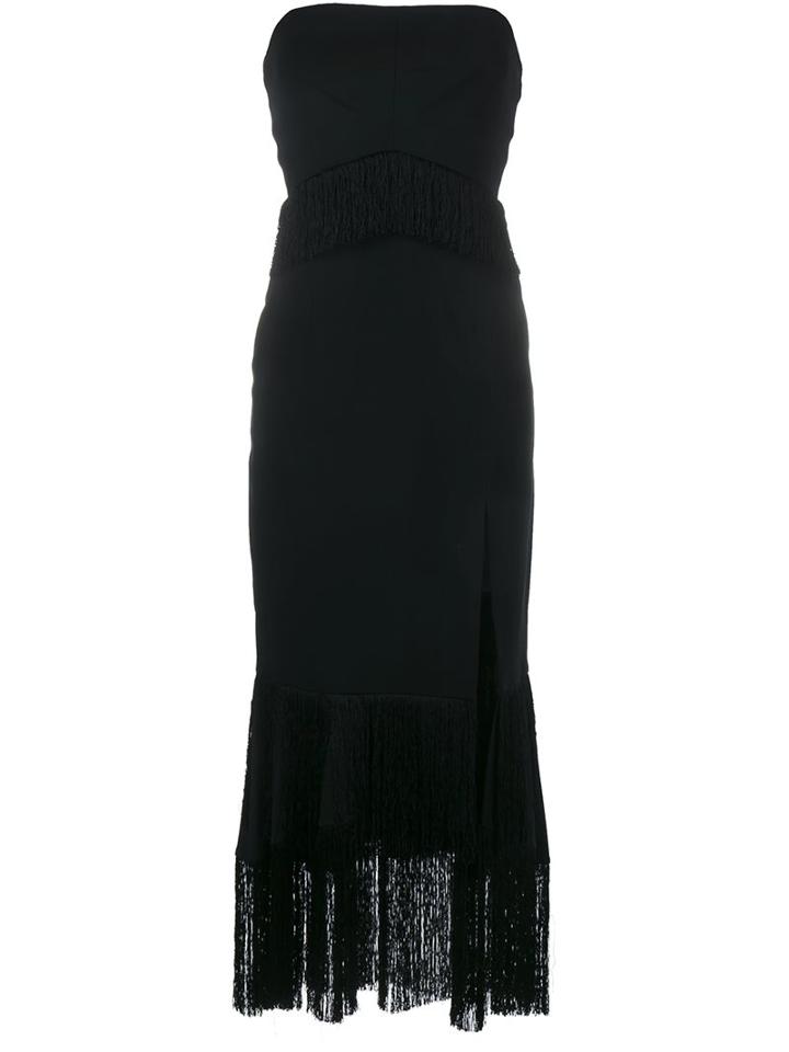 Jonathan Simkhai Fringed Strapless Dress, Women's, Size: 2, Black, Silk/spandex/elastane/viscose